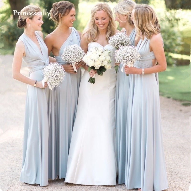 Light Blue Bridesmaid Dresses Country Beach Wedding Dress - Luzilly Bridal & Apparel