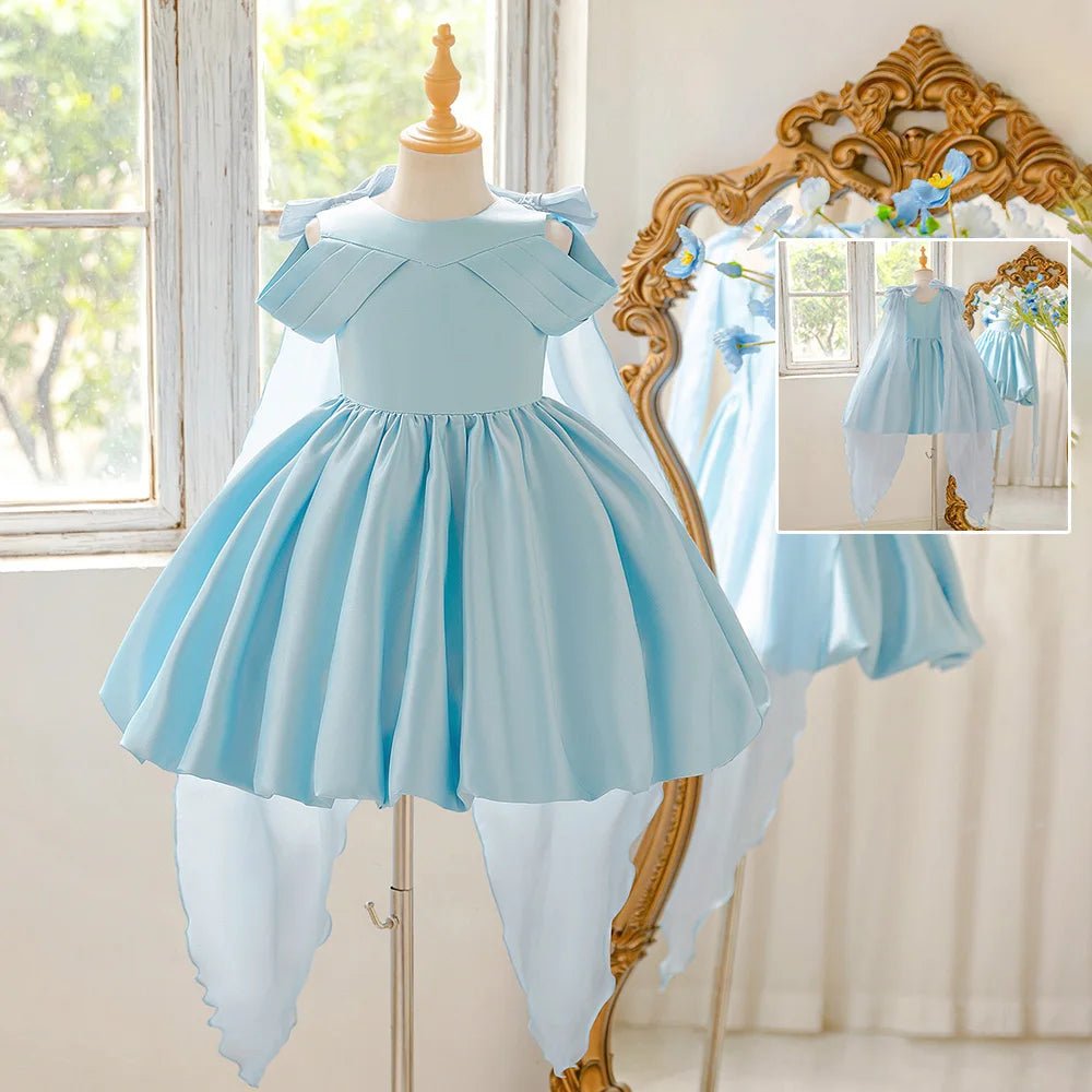 Light Blue Princess Flower Girl Dress with Appliqués - Luzilly Bridal & Apparel