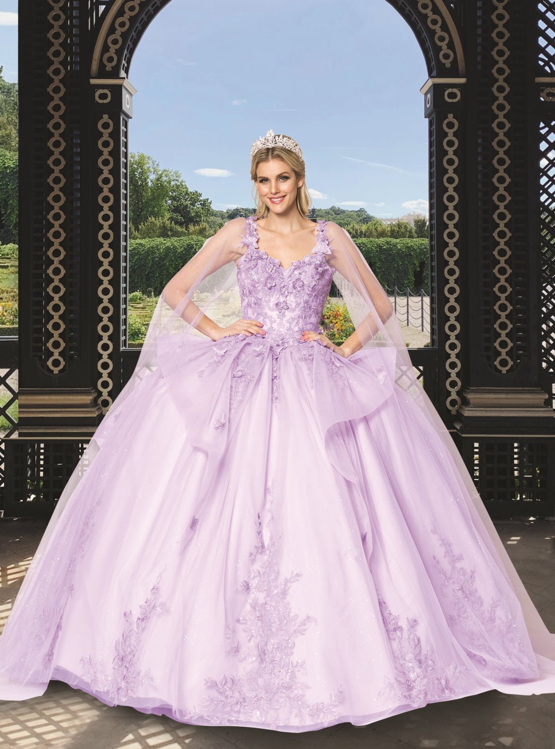 Lilac Butterfly Tulle Quinceañera Ball Gown - Luzilly Bridal & Apparel
