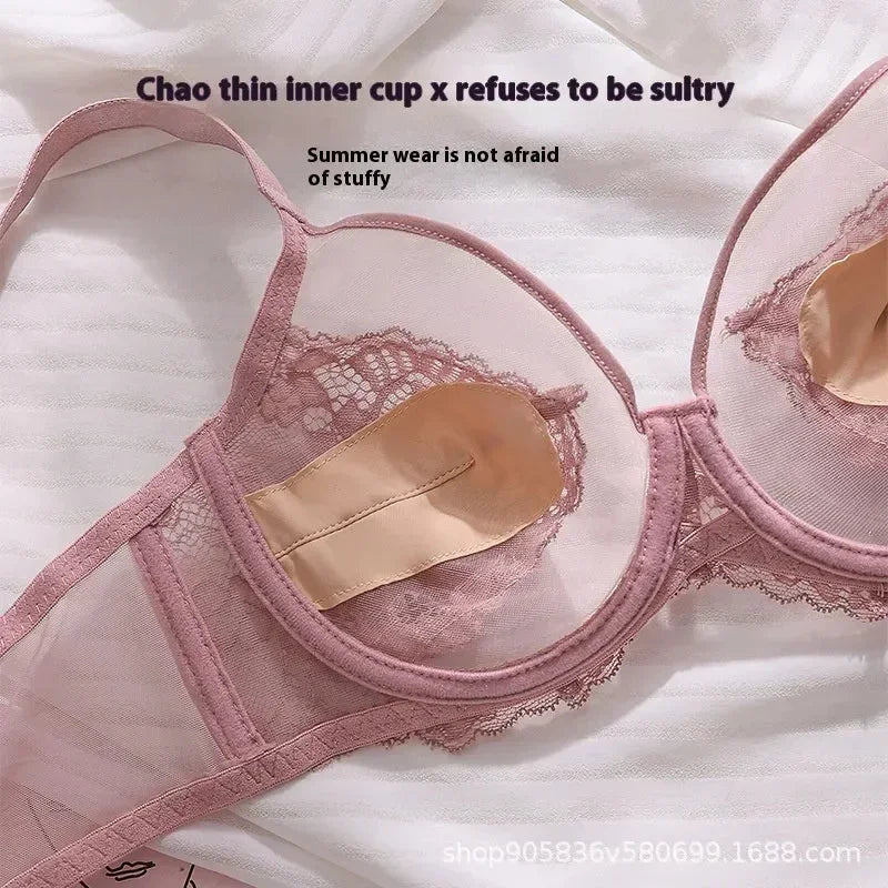 Lingerie Women's Thin BrasLace Full Cup BrasBeautifully Embroidered BrasAnti-SaggingUltra-Thin Bras - Luzilly Bridal & Apparel