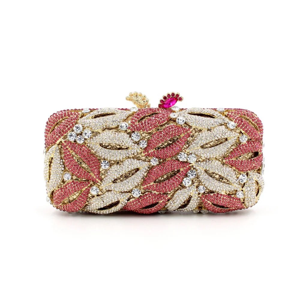 Lips-Shaped Crystal Minaudière Clutch - Luzilly Bridal & Apparel