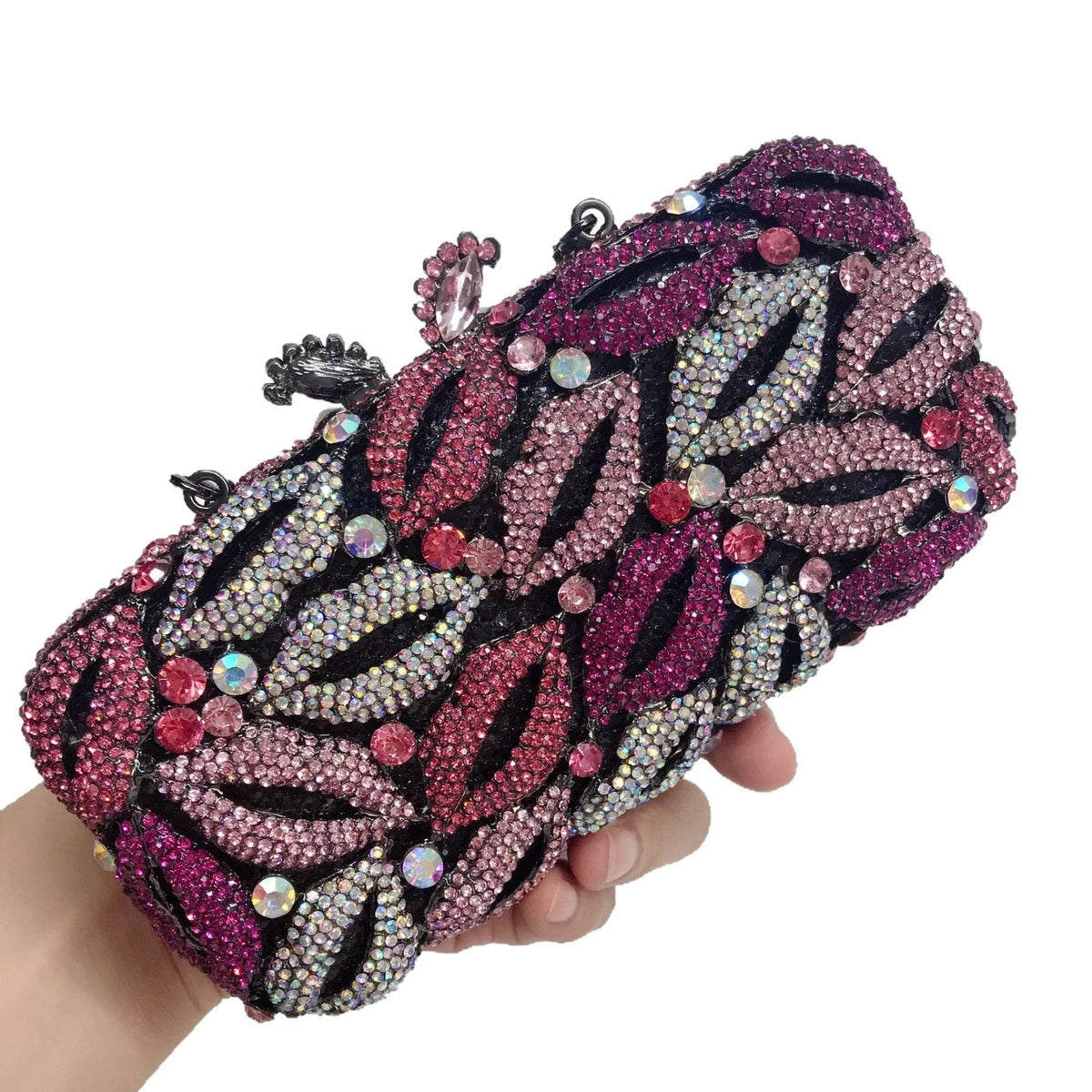 Lips-Shaped Crystal Minaudière Clutch - Luzilly Bridal & Apparel