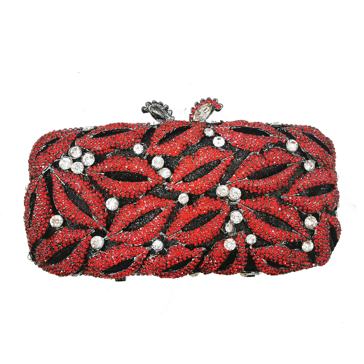 Lips-Shaped Crystal Minaudière Clutch - Luzilly Bridal & Apparel