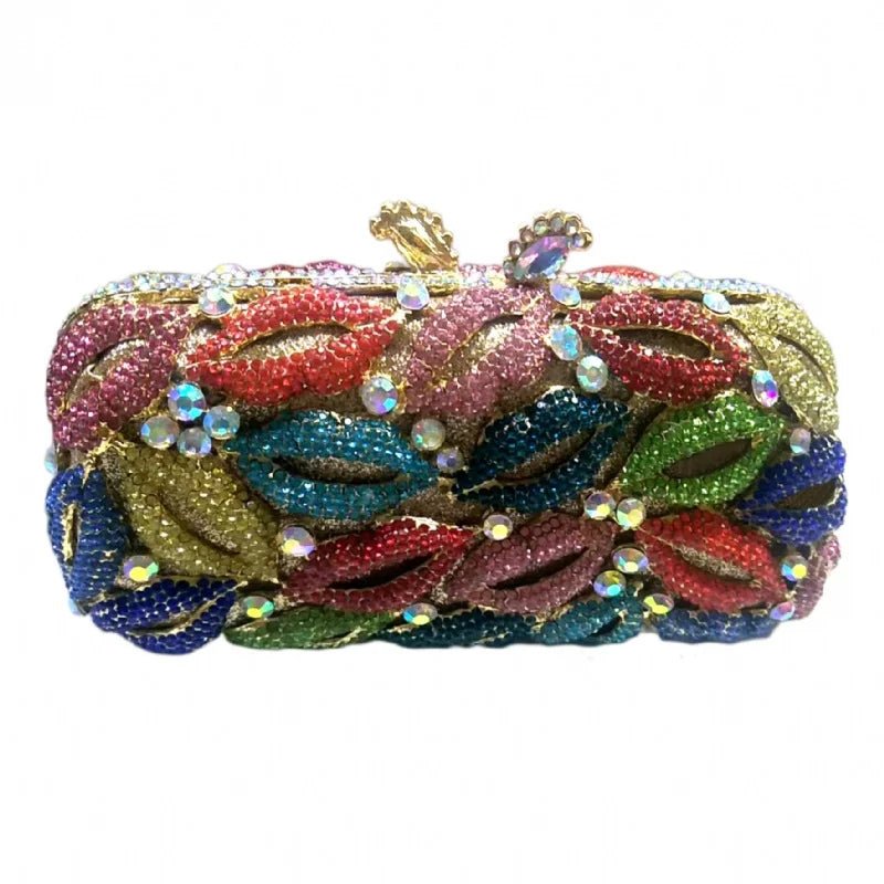 Lips-Shaped Crystal Minaudière Clutch - Luzilly Bridal & Apparel