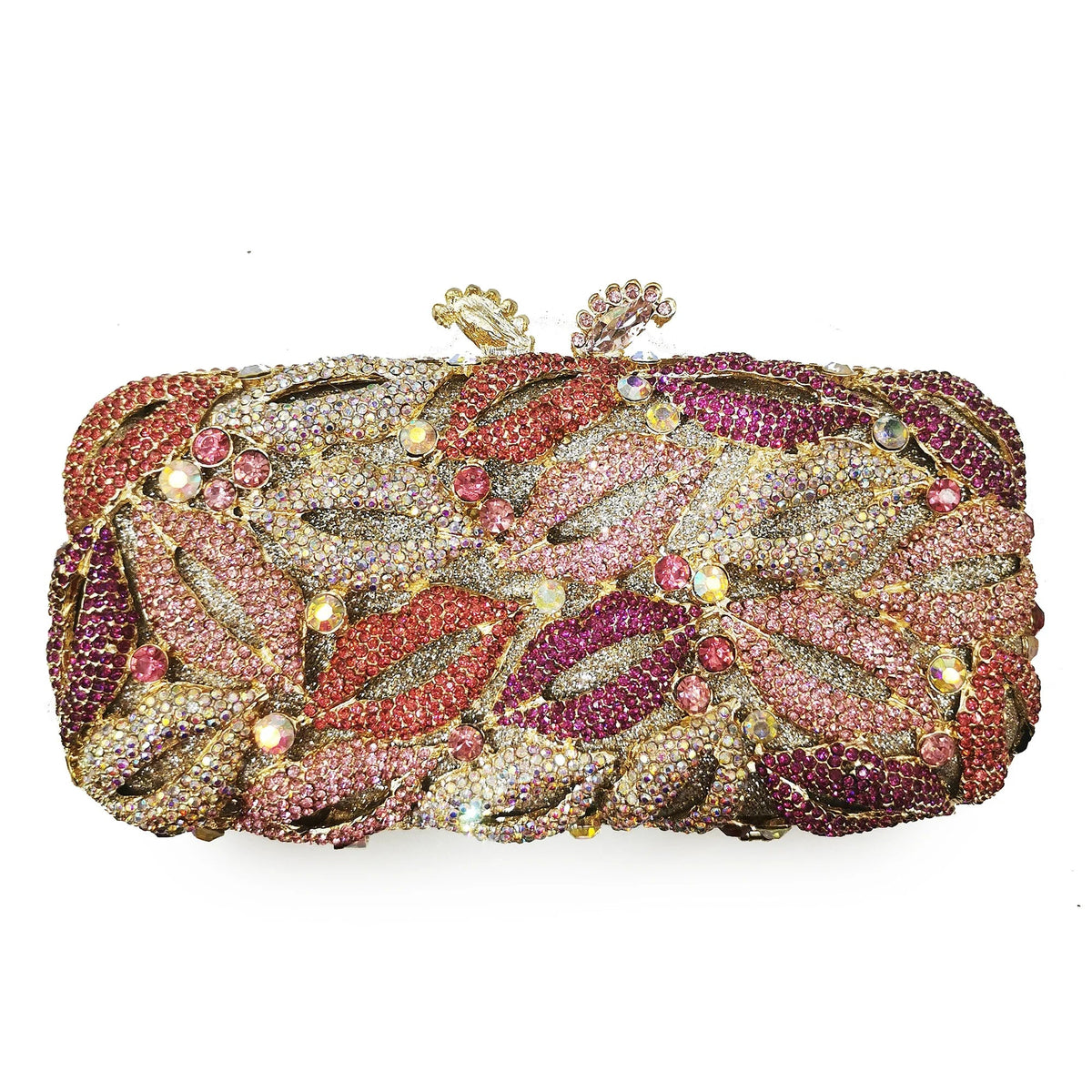 Lips-Shaped Crystal Minaudière Clutch - Luzilly Bridal & Apparel