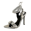 Liyke Sexy Ankle Strap Golded Sandals Women Party Nightclub Stripper Heels High Quality Crystal Diamond Pointed Toe Wedding Shoe - Luzilly Bridal & Apparel