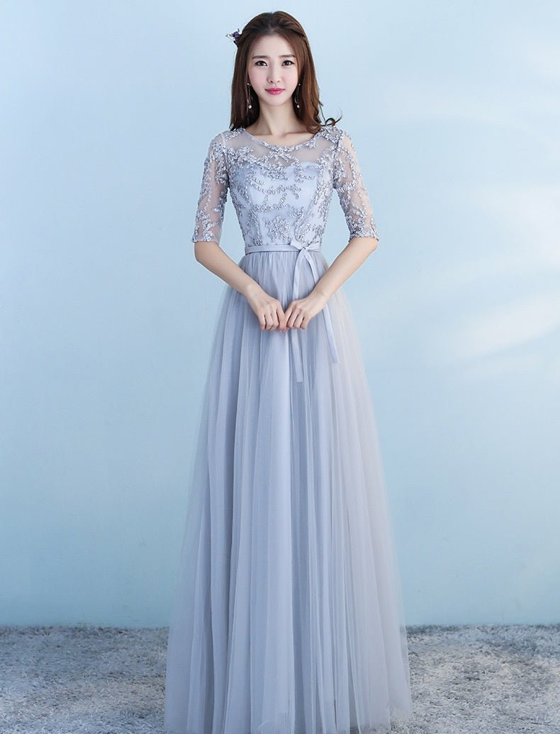 Long Bridesmaid Blue Wedding Dress Girlfriends Party Dress - Luzilly Bridal & Apparel