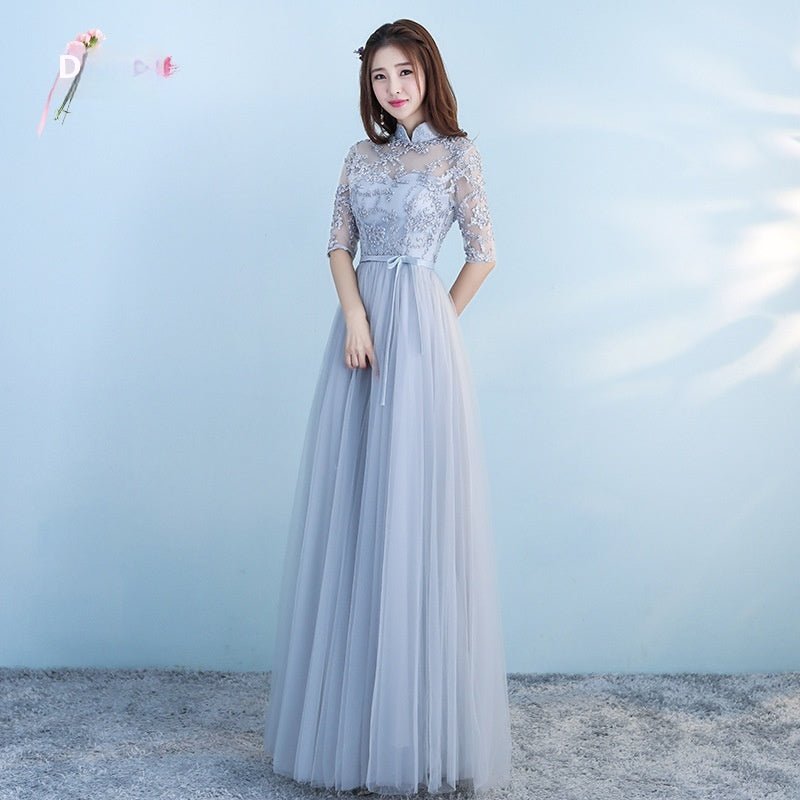 Long Bridesmaid Blue Wedding Dress Girlfriends Party Dress - Luzilly Bridal & Apparel