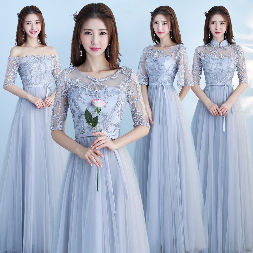 Long Bridesmaid Blue Wedding Dress Girlfriends Party Dress - Luzilly Bridal & Apparel