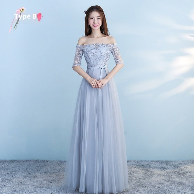 Long Bridesmaid Blue Wedding Dress Girlfriends Party Dress - Luzilly Bridal & Apparel