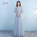 Long Lace and Tulle Bridesmaid Dress with Sleeves - Luzilly Bridal & Apparel