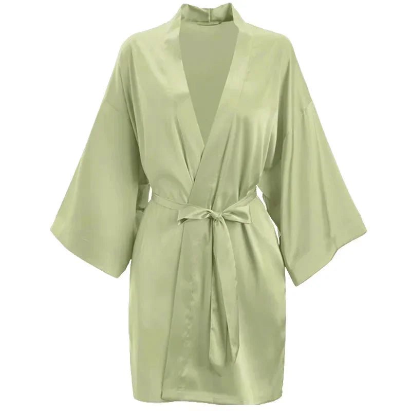 Long Lace-Sleeve Satin Bridal Robe - Luzilly Bridal & Apparel