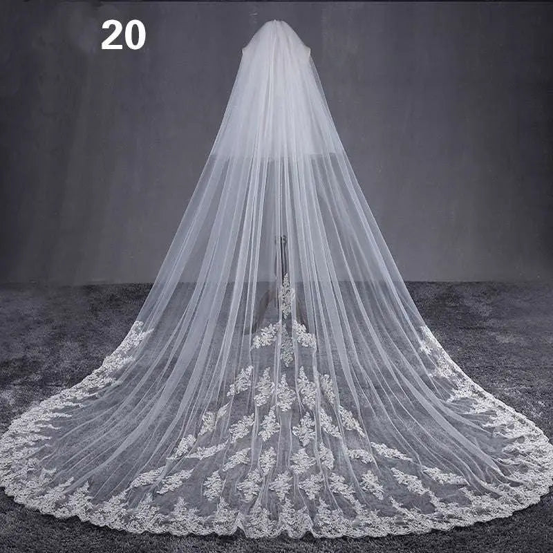 Long Lace Wedding Veil, Wide Style - Luzilly Bridal & Apparel