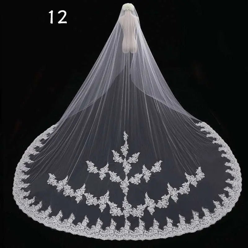 Long Lace Wedding Veil, Wide Style - Luzilly Bridal & Apparel