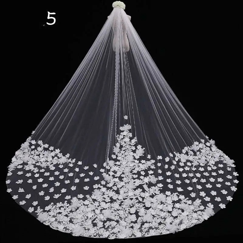 Long Lace Wedding Veil, Wide Style - Luzilly Bridal & Apparel