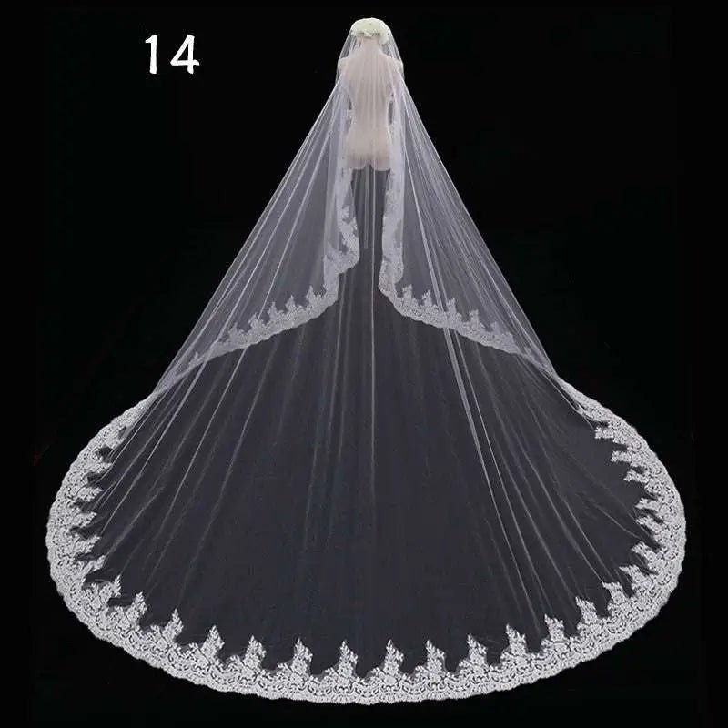 Long Lace Wedding Veil, Wide Style - Luzilly Bridal & Apparel