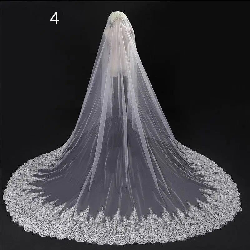 Long Lace Wedding Veil, Wide Style - Luzilly Bridal & Apparel