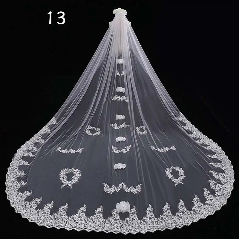 Long Lace Wedding Veil, Wide Style - Luzilly Bridal & Apparel
