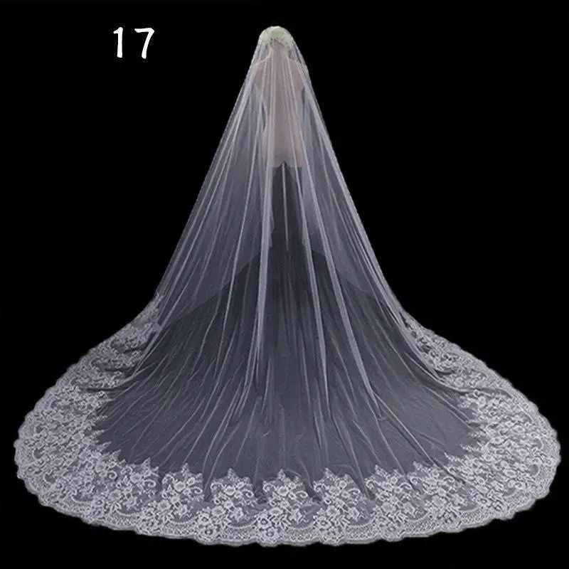 Long Lace Wedding Veil, Wide Style - Luzilly Bridal & Apparel