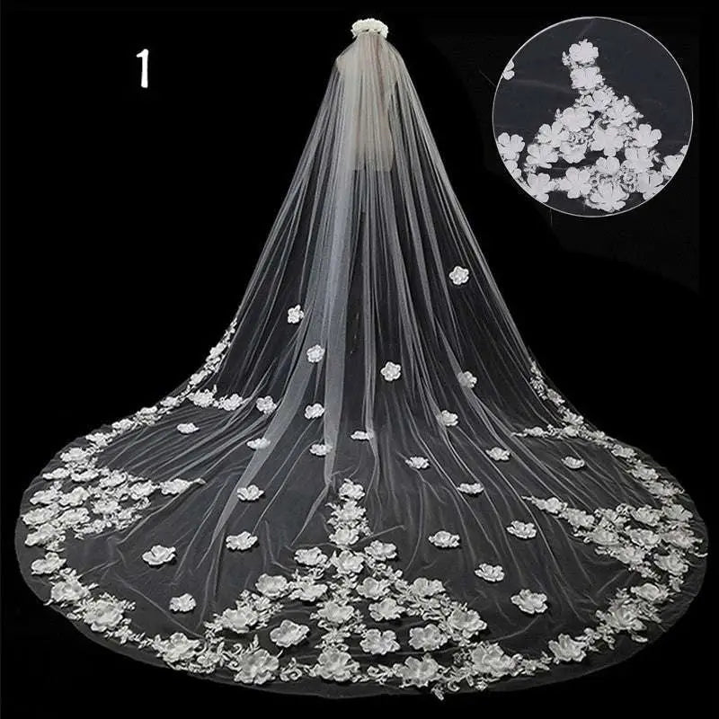 Long Lace Wedding Veil, Wide Style - Luzilly Bridal & Apparel