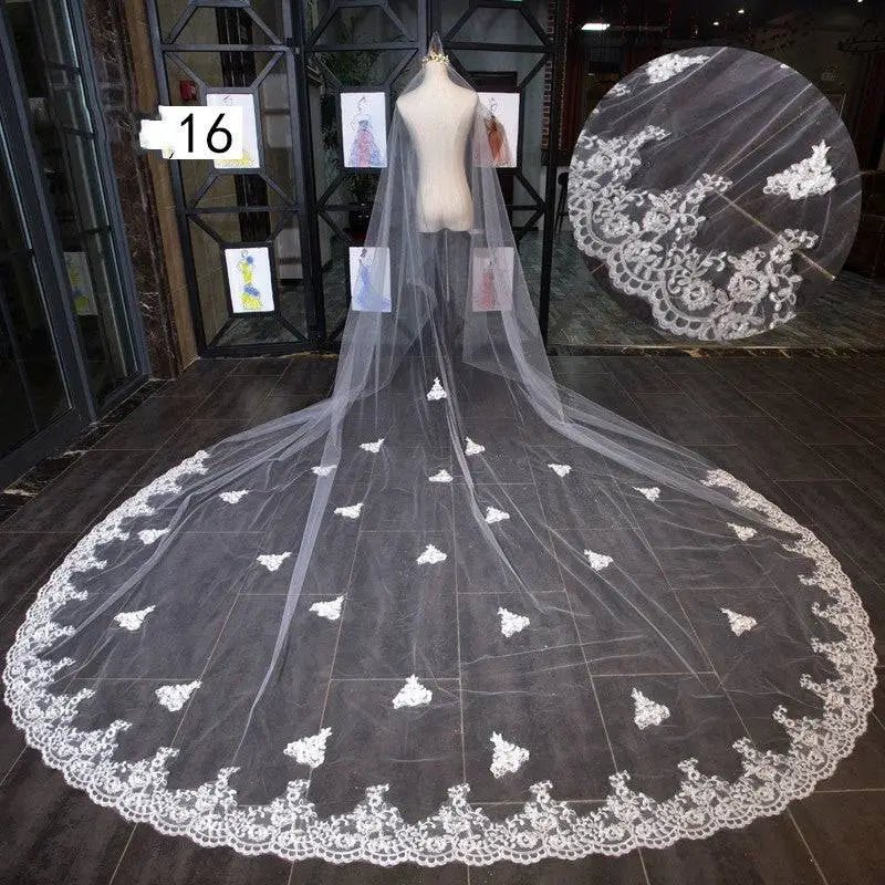 Long Lace Wedding Veil, Wide Style - Luzilly Bridal & Apparel
