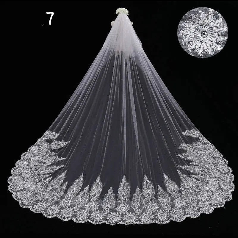 Long Lace Wedding Veil, Wide Style - Luzilly Bridal & Apparel