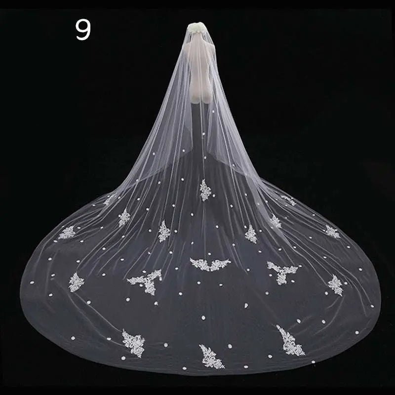 Long Lace Wedding Veil, Wide Style - Luzilly Bridal & Apparel