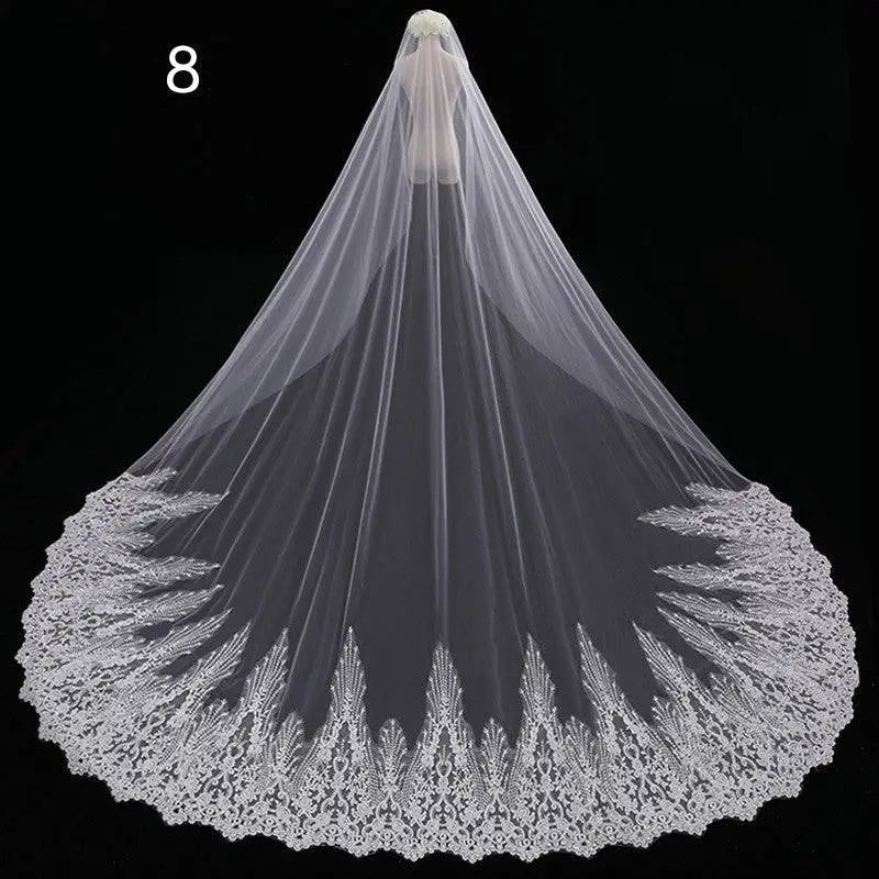 Long Lace Wedding Veil, Wide Style - Luzilly Bridal & Apparel