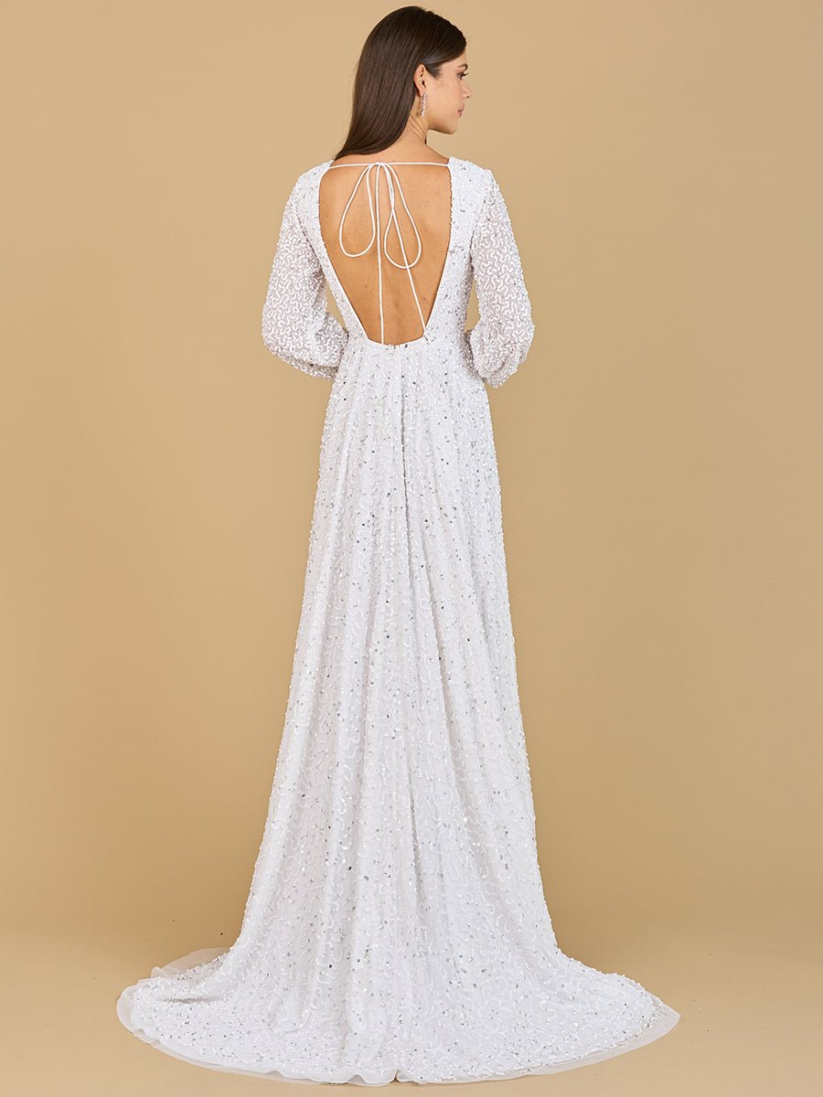 Long Sleeve, Beaded A-Line Bridal Dress - Luzilly Bridal & Apparel