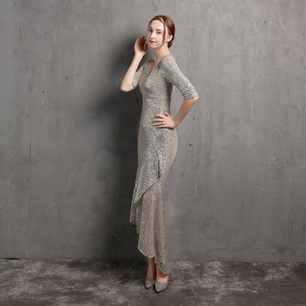 Long-Sleeve Beaded Banquet Dress - Luzilly Bridal & Apparel