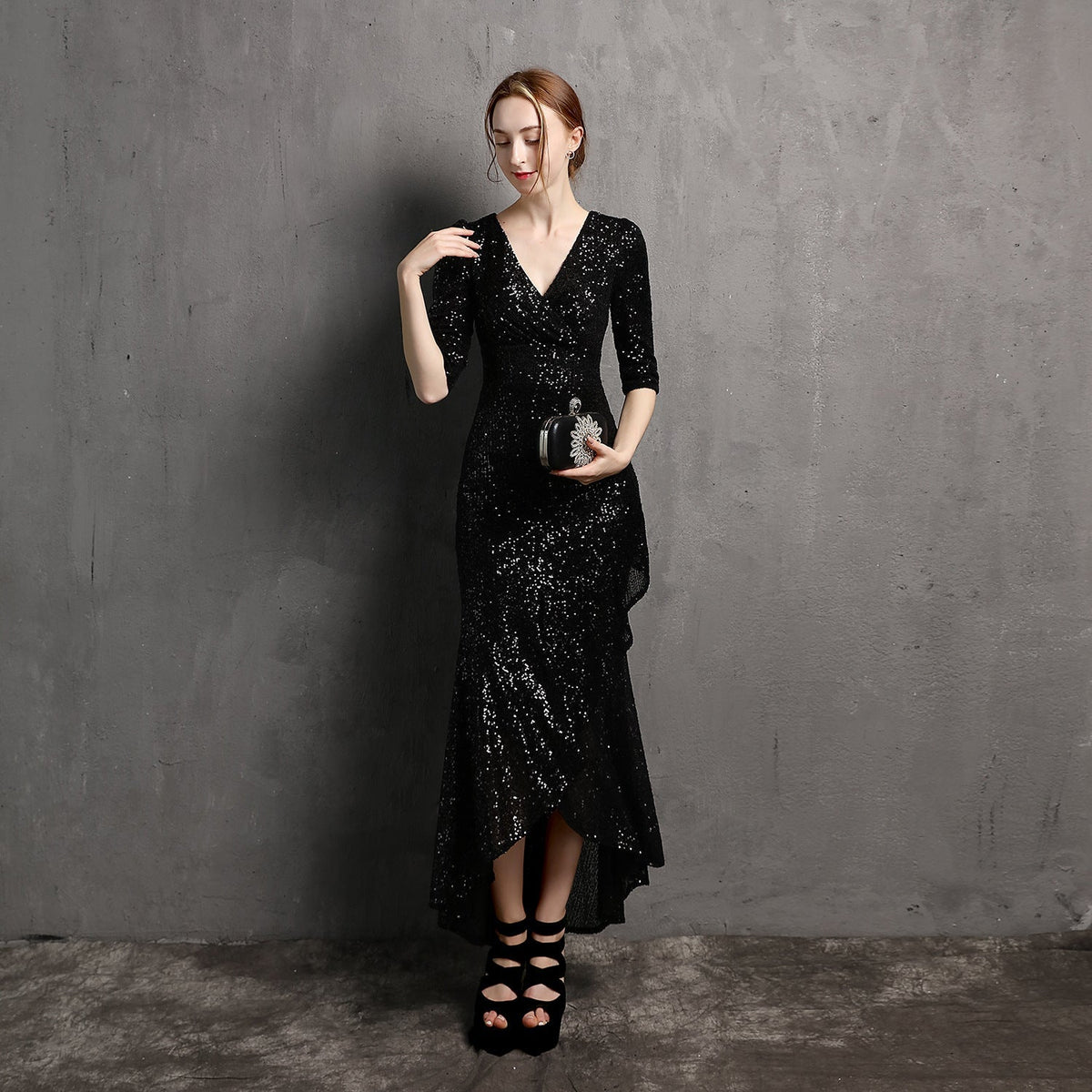 Long-Sleeve Beaded Banquet Dress - Luzilly Bridal & Apparel