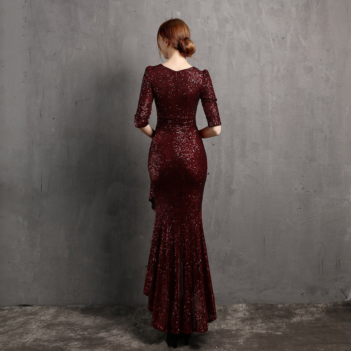 Long-Sleeve Beaded Banquet Dress - Luzilly Bridal & Apparel