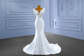 Long Sleeve Beaded Lace Mermaid Wedding Dress with V-Neckline - Luzilly Bridal & Apparel