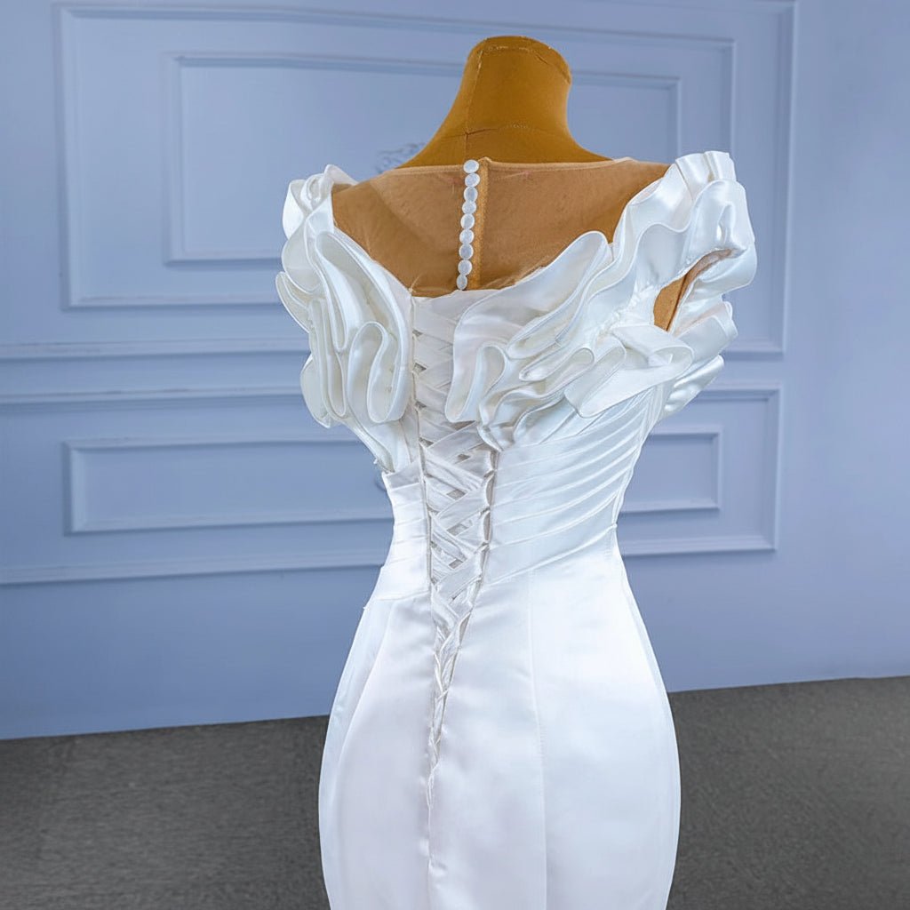 Long Sleeve Beaded Lace Mermaid Wedding Dress with V-Neckline - Luzilly Bridal & Apparel