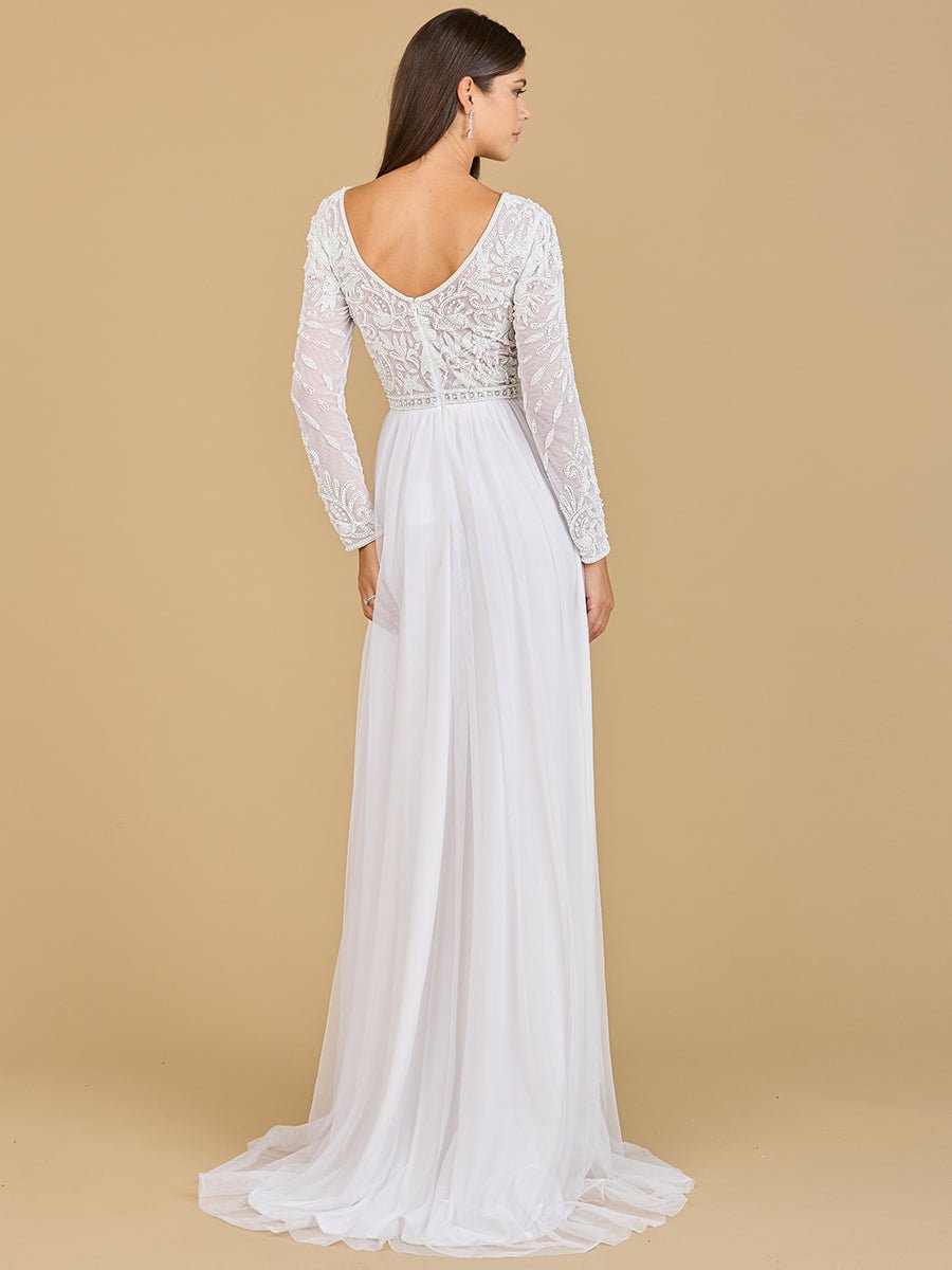 Long Sleeve Bridal Gown with Flowy Skirt - Luzilly Bridal & Apparel