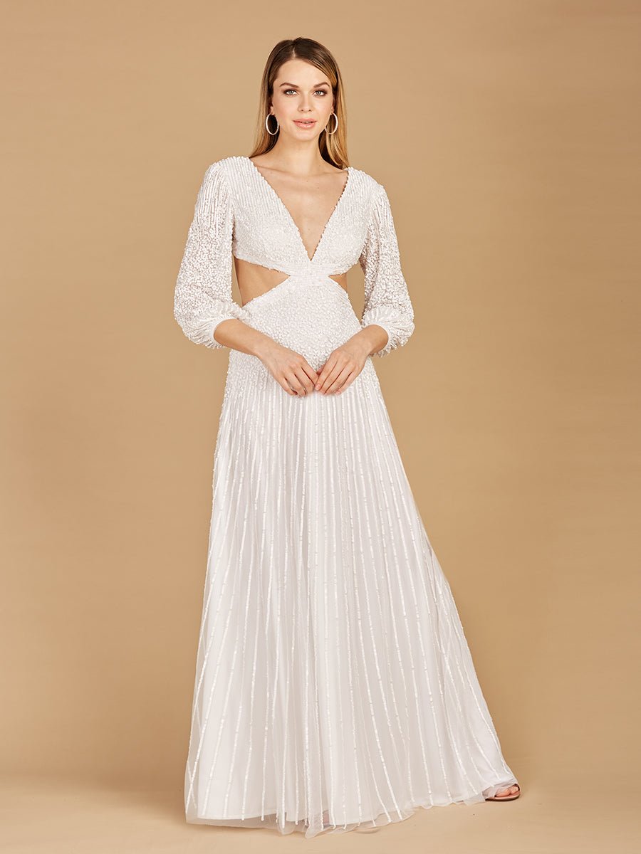 Long Sleeve Cut Out Wedding Dress - Luzilly Bridal & Apparel