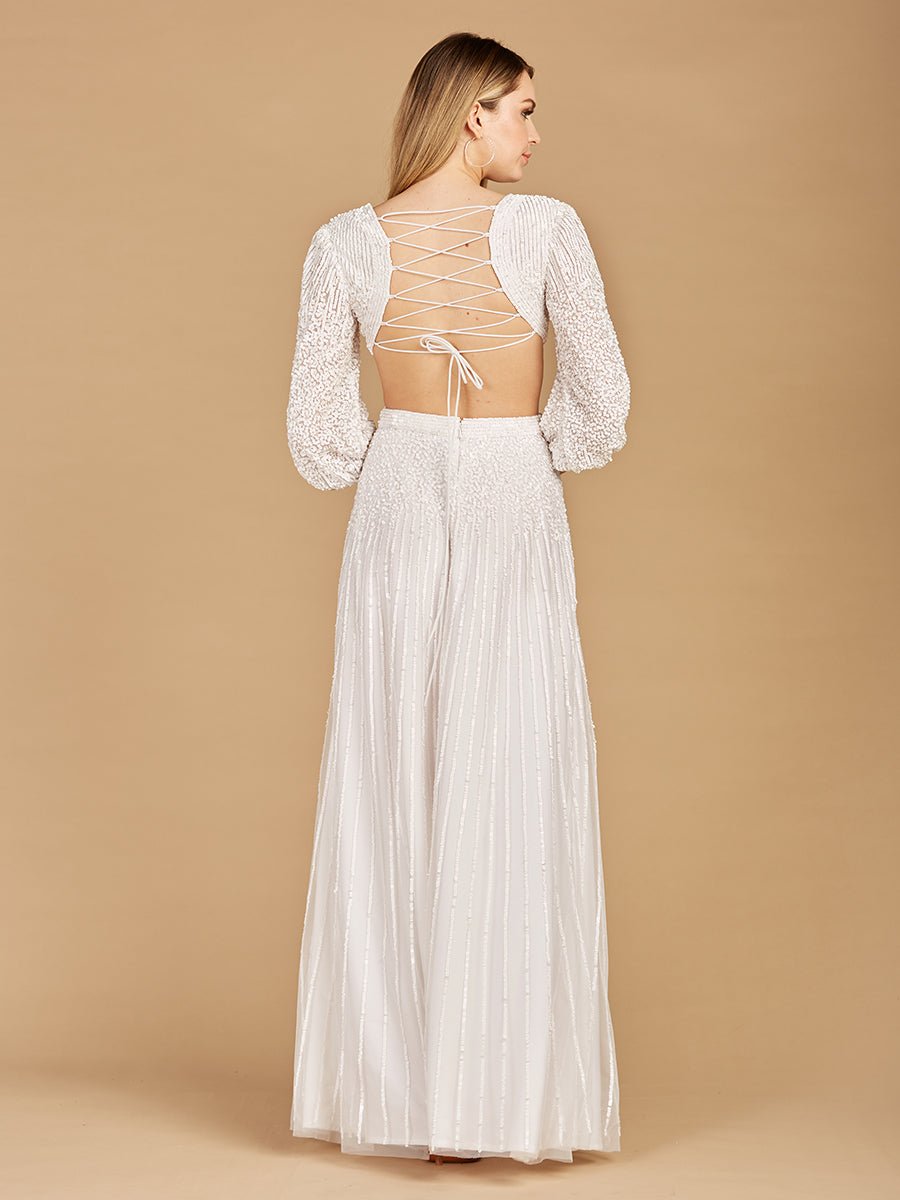 Long Sleeve Cut Out Wedding Dress - Luzilly Bridal & Apparel