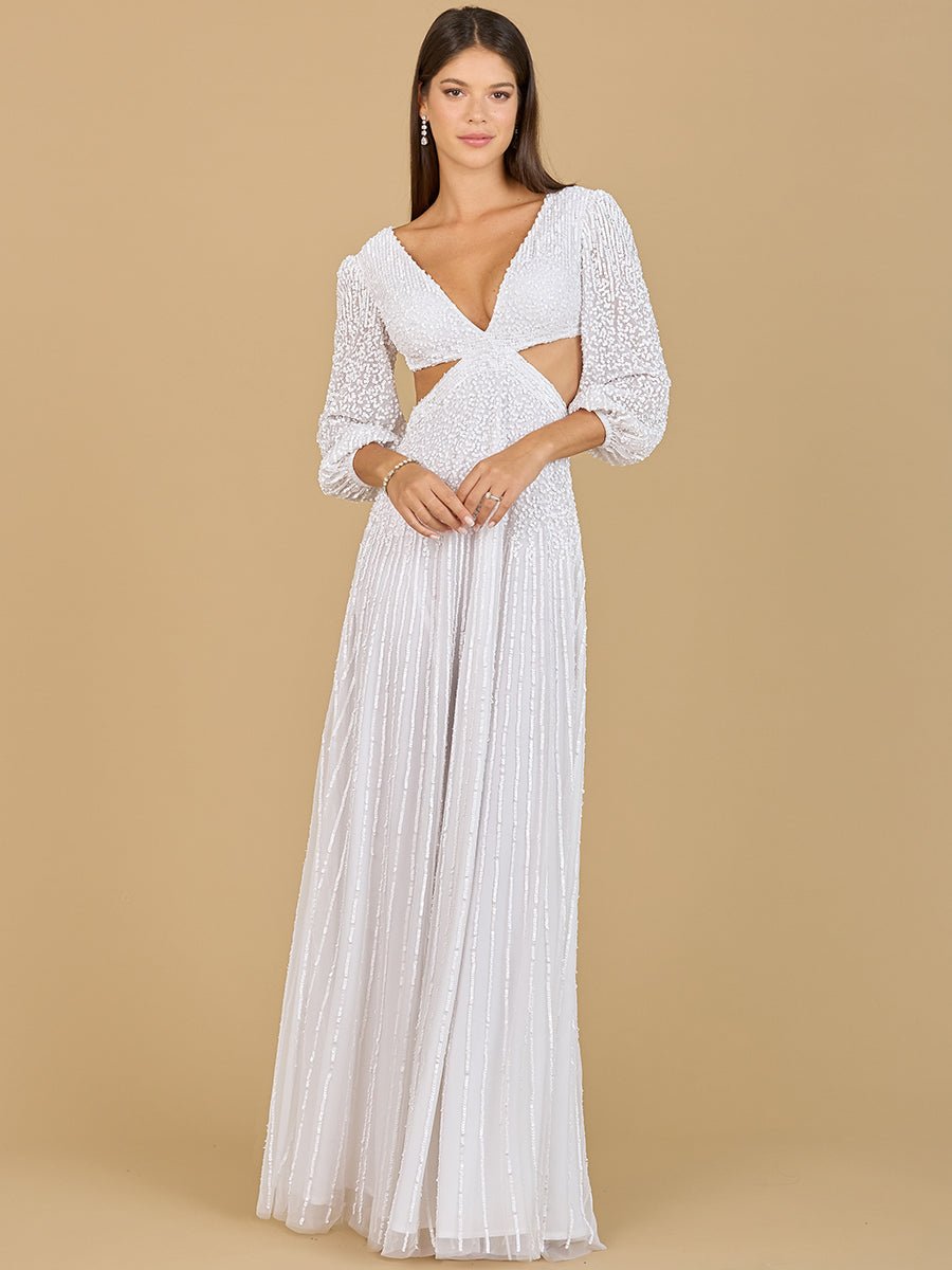 Long Sleeve Cut Out Wedding Dress - Luzilly Bridal & Apparel