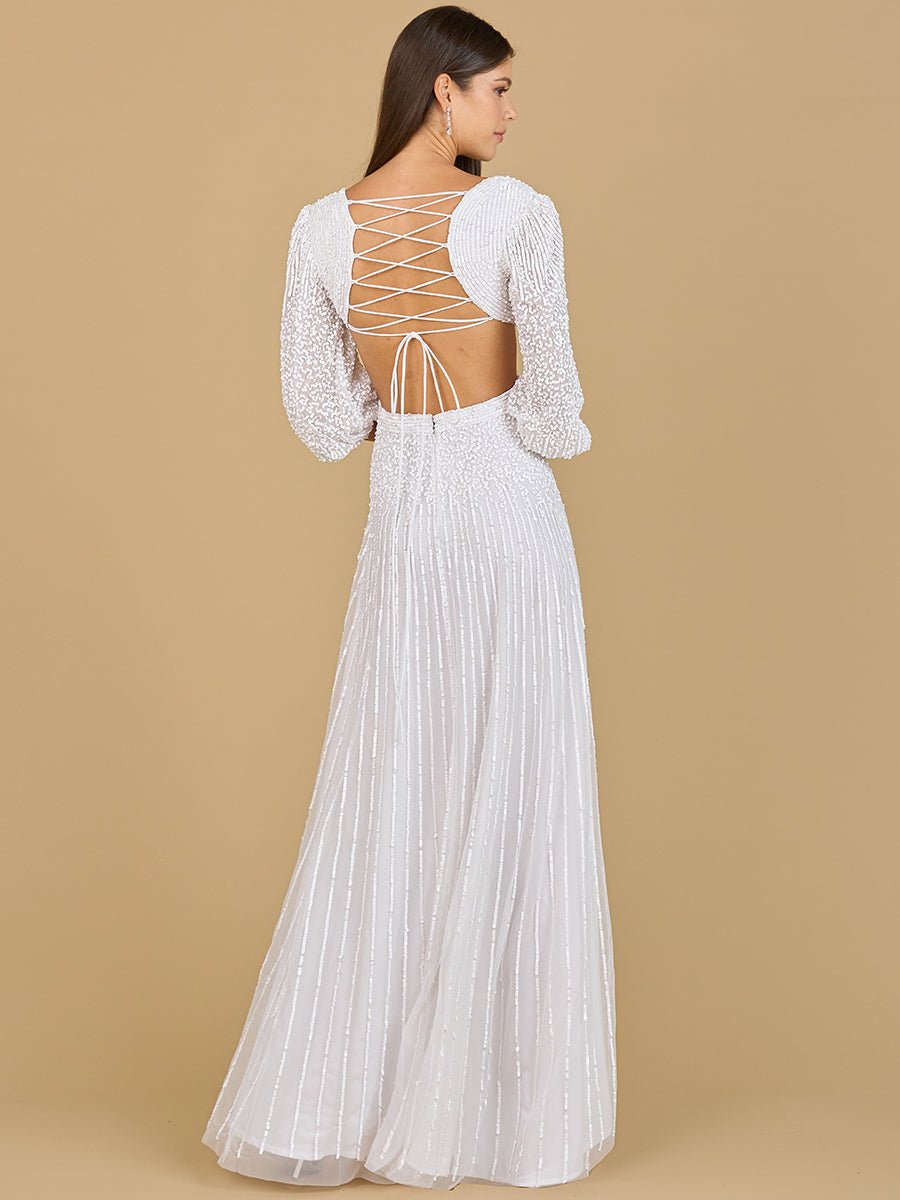 Long Sleeve Cut Out Wedding Dress - Luzilly Bridal & Apparel