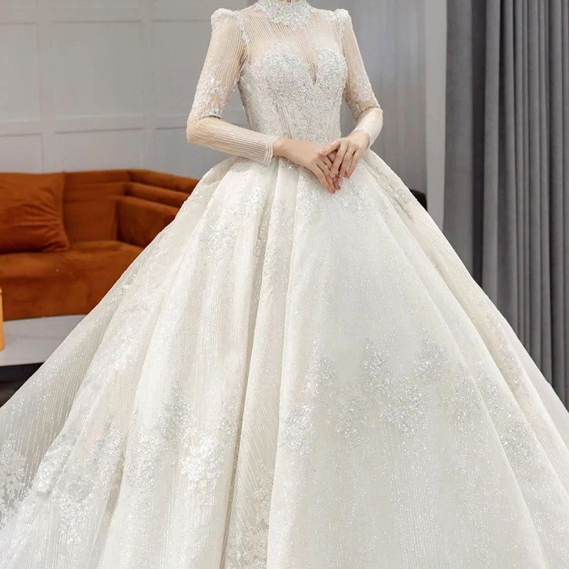 Long Sleeve French Vintage Light Wedding Dress Bride - Luzilly Bridal & Apparel