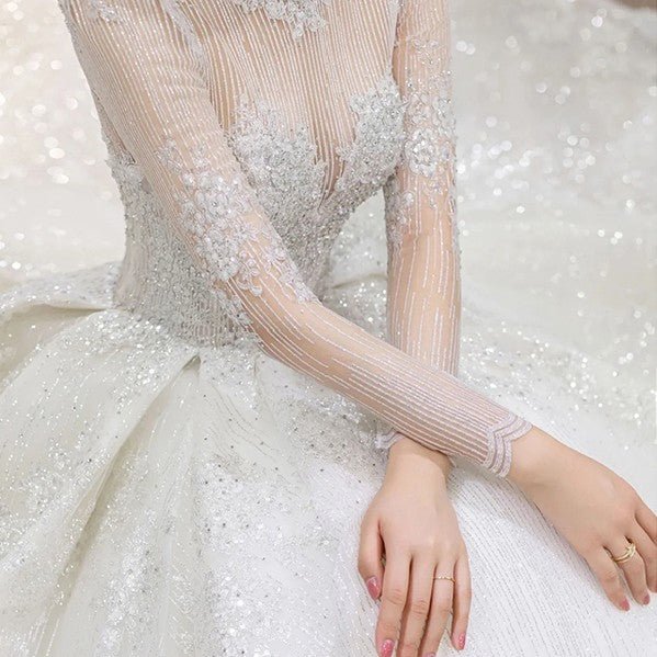 Long Sleeve French Vintage Light Wedding Dress Bride - Luzilly Bridal & Apparel