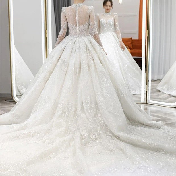 Long Sleeve French Vintage Light Wedding Dress Bride - Luzilly Bridal & Apparel