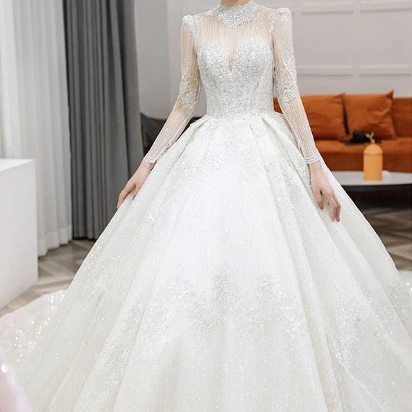 Long Sleeve French Vintage Light Wedding Dress Bride - Luzilly Bridal & Apparel