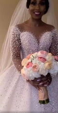 Long-Sleeve Lace Ball Gown Wedding Dress - Luzilly Bridal & Apparel