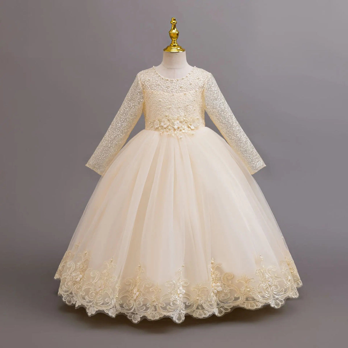 Long-Sleeve Lace Flower Girl Dress - Luzilly Bridal & Apparel