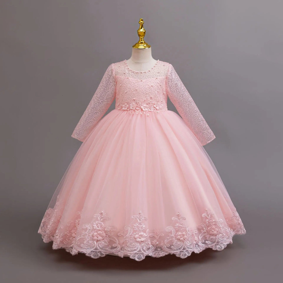 Long-Sleeve Lace Flower Girl Dress - Luzilly Bridal & Apparel