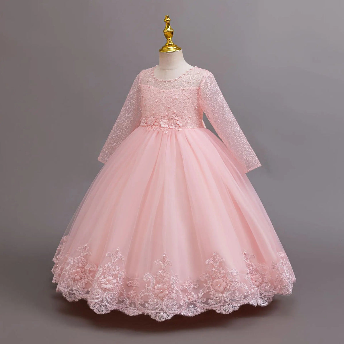 Long-Sleeve Lace Flower Girl Dress - Luzilly Bridal & Apparel