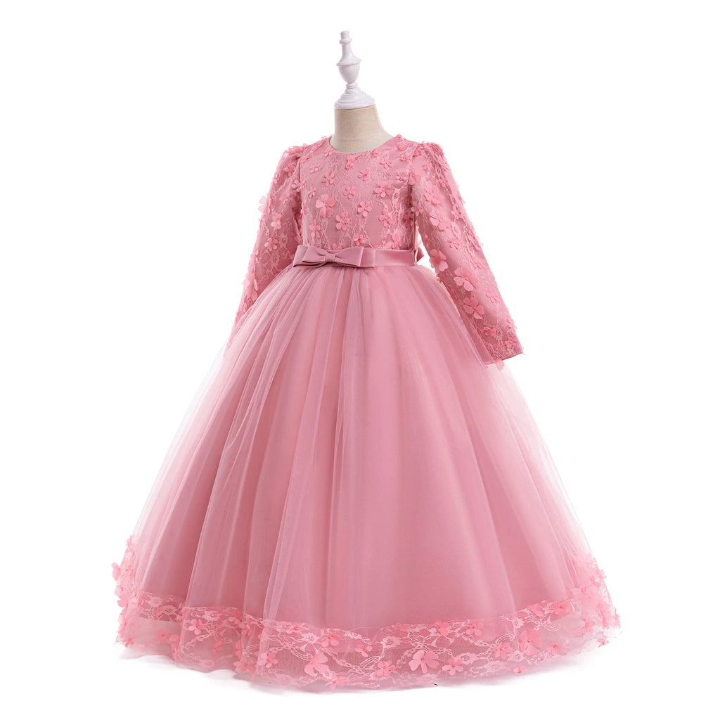 Long-Sleeve Lace Junior Bridesmaid Dress - Luzilly Bridal & Apparel
