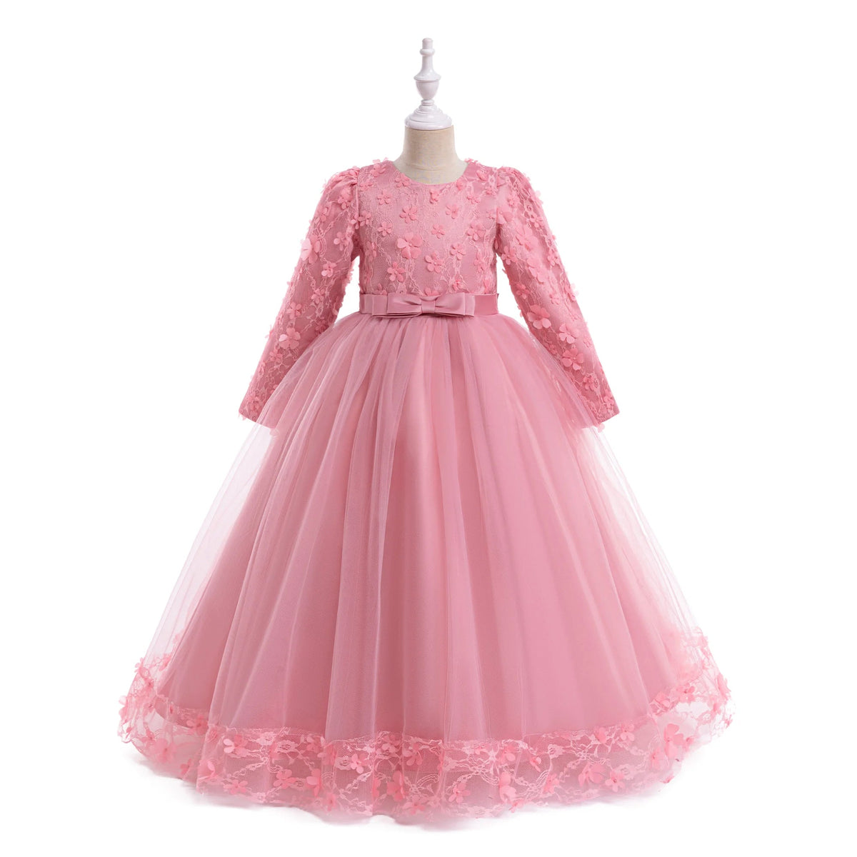 Long-Sleeve Lace Junior Bridesmaid Dress - Luzilly Bridal & Apparel
