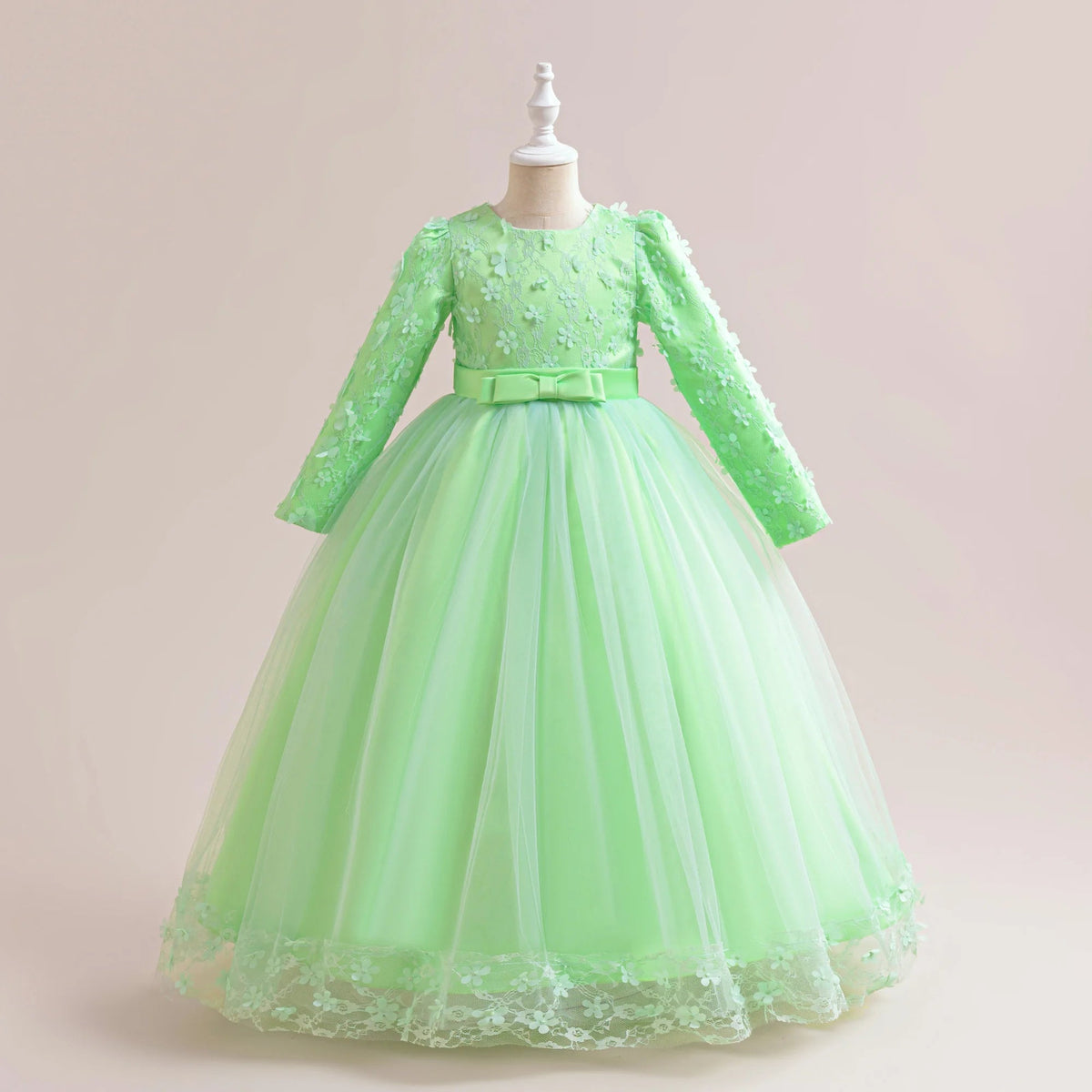 Long-Sleeve Lace Junior Bridesmaid Dress - Luzilly Bridal & Apparel